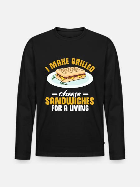Amour Fromage Grillé Hommes Femmes - T-shirt manches longues Premium bio Homme - noir