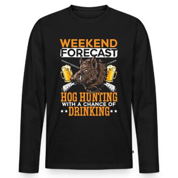 Prévisions week-end chasse au cochon avec la perspective de - T-shirt manches longues Premium bio Homme - noir - Devant - Nico (187cm)
