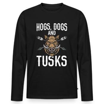 Pigs, dogs and tusks, wild boar, wild boar - Men's Premium Organic Long Sleeve Shirt - black - Front - Nico (187cm)