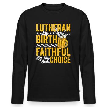 Luthériens de naissance Confirmation de la religion - T-shirt manches longues Premium bio Homme - noir - Devant - Nico (187cm)