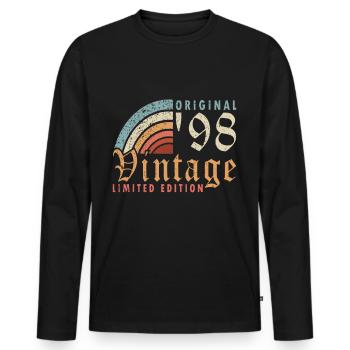 Anniversaire Année de naissance 1998 Millésime Année de naissance 1998 - T-shirt manches longues Premium bio Homme - noir - Devant - Nico (187cm)