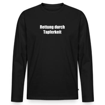 Feuerwehr - Rettung durch Tapferkeit - Männer Premium Bio Langarmshirt - Schwarz - Vorne - Nico (187cm)