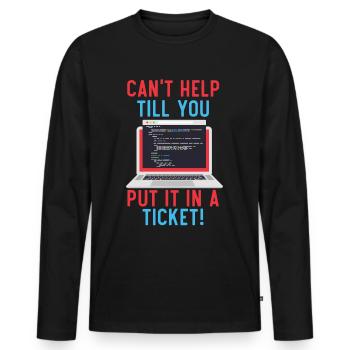 I.T. Ich bin nur wegen des Cache hier - Männer Premium Bio Langarmshirt - Schwarz - Vorne - Nico (187cm)
