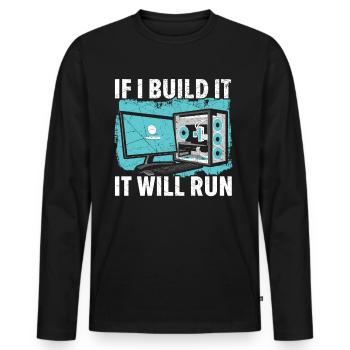 You clicked on the link, right? - Men's Premium Organic Long Sleeve Shirt - black - Front - Nico (187cm)