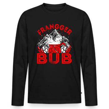 Fränkische Mundart Frangger Bub - Männer Premium Bio Langarmshirt - Schwarz - Vorne - Nico (187cm)
