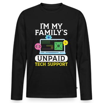 I'm My Family's Unpaid Tech Support Tech Support - Men's Premium Organic Long Sleeve Shirt - black - Front - Nico (187cm)