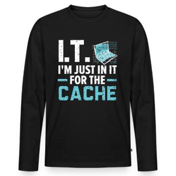 I.T. I'm Just In It For The Cache Computer - Men's Premium Organic Long Sleeve Shirt - black - Front - Nico (187cm)