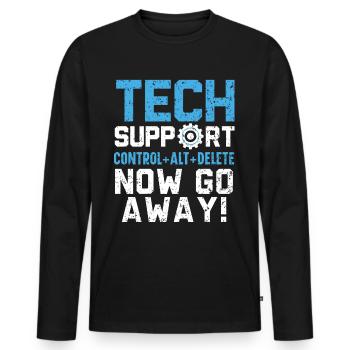 Tech Support Control + Alt + Delete Now Go Away - Men's Premium Organic Long Sleeve Shirt - black - Front - Nico (187cm)