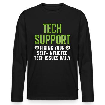Tech Support Fixing Your Tech Issues Daily - Men's Premium Organic Long Sleeve Shirt - black - Front - Nico (187cm)