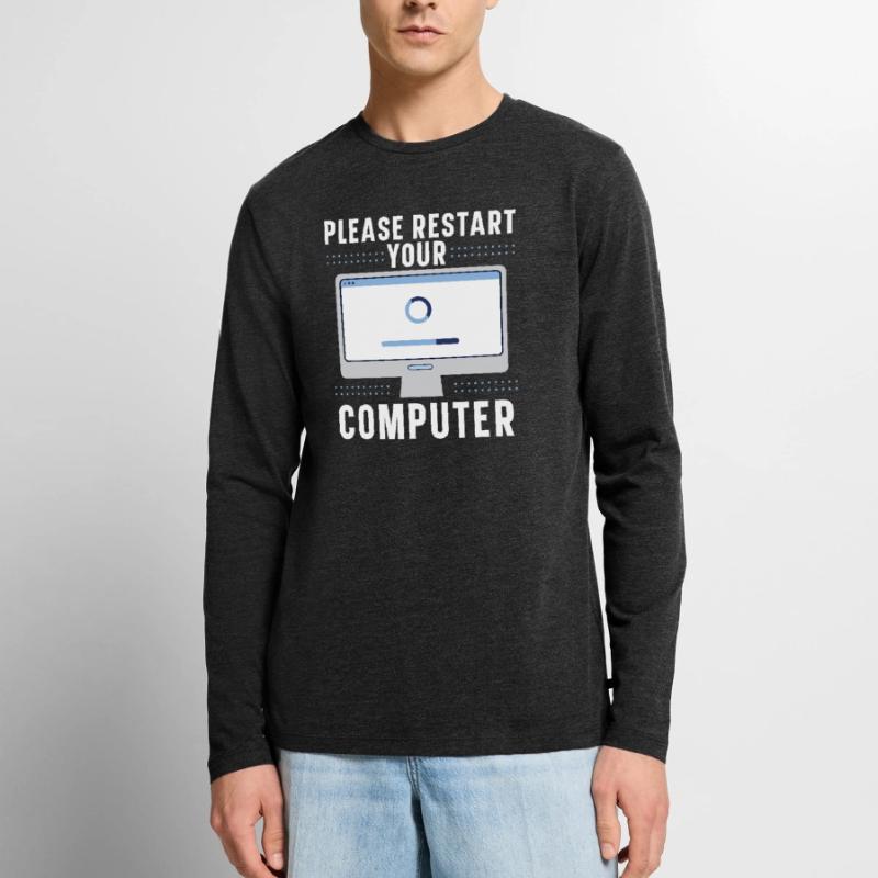 Please Restart Your Computer Coding Tech Support Men's Premium Organic Long Sleeve Shirt