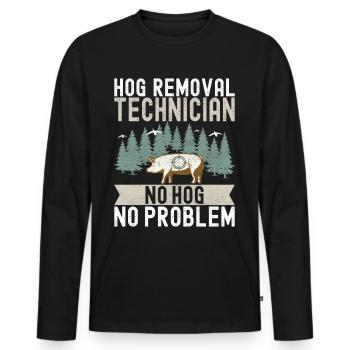 Chasseur de sanglier - T-shirt manches longues Premium bio Homme - noir - Devant - Nico (187cm)