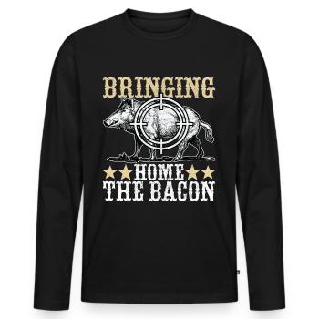Chasseur de sanglier - T-shirt manches longues Premium bio Homme - noir - Devant - Nico (187cm)