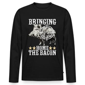 Chasseur de sanglier - T-shirt manches longues Premium bio Homme - noir - Devant - Nico (187cm)