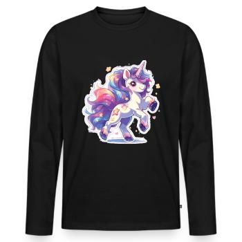 Cute unicorn unicorns unicorns - Men's Premium Organic Long Sleeve Shirt - black - Front - Nico (187cm)