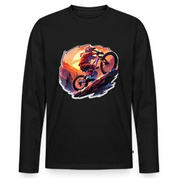 Downhill Mountain Bike Downhill Mountains - Men's Premium Organic Long Sleeve Shirt - black - Front - Nico (187cm)