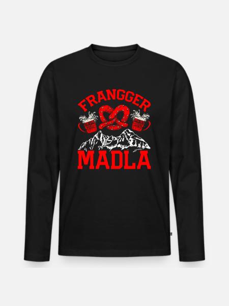 Fränkischer Dialekt stolze Frankin - Männer Premium Bio Langarmshirt - Schwarz
