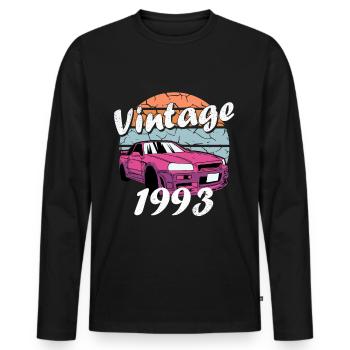 1993 - Né en 1993 - T-shirt manches longues Premium bio Homme - noir - Devant - Nico (187cm)