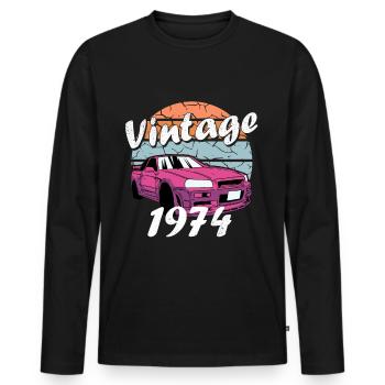 Classe de 1974 Anniversaire de la classe de 1974 - T-shirt manches longues Premium bio Homme - noir - Devant - Nico (187cm)