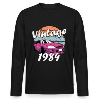 Born in 1984 - Men's Premium Organic Long Sleeve Shirt - black - Front - Nico (187cm)