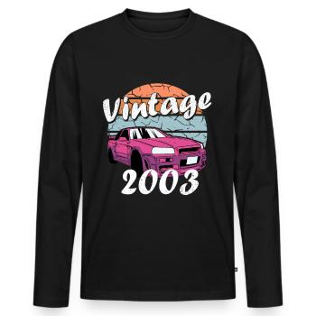 20. Geburtstag Geschenkidee Jahrgang 2003 - Männer Premium Bio Langarmshirt - Schwarz - Vorne - Nico (187cm)
