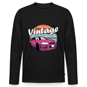 Voiture de collection rétro - T-shirt manches longues Premium bio Homme - noir - Devant - Nico (187cm)