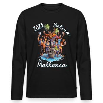 Funny Party Mile Palma de Mallorca Gift - Men's Premium Organic Long Sleeve Shirt - black - Front - Nico (187cm)