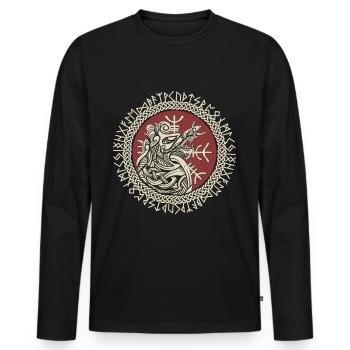 Fenrir Viking Wolf Fenris Wolf Viking Compass - T-shirt manches longues Premium bio Homme - noir - Devant - Nico (187cm)