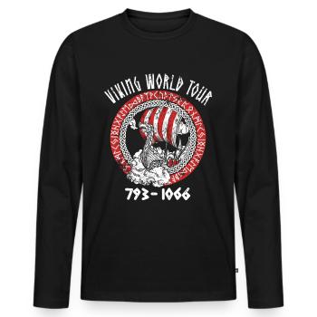 Viking World Tour Drôles Teutons nordiques - T-shirt manches longues Premium bio Homme - noir - Devant - Nico (187cm)