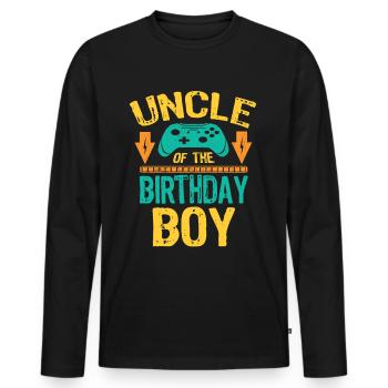 Uncle Of the Birthday Boy Gaming Gift Idea - Männer Premium Bio Langarmshirt - Schwarz - Vorne - Nico (187cm)