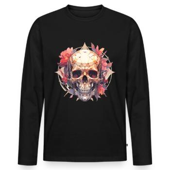 Skulls Skull Skull Skull Flowers - Men's Premium Organic Long Sleeve Shirt - black - Front - Nico (187cm)
