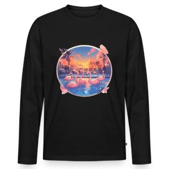 Flamingo Flamingo Pool Fête Flamingo - T-shirt manches longues Premium bio Homme - noir - Devant - Nico (187cm)
