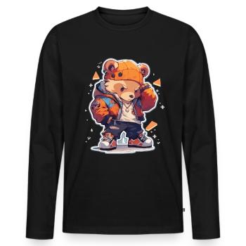 Bär Bären Bären Baby Bär Hip Hop - Männer Premium Bio Langarmshirt - Schwarz - Vorne - Nico (187cm)