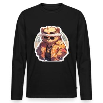 Bär Bären Dicker Bär Bären Papa - Männer Premium Bio Langarmshirt - Schwarz - Vorne - Nico (187cm)