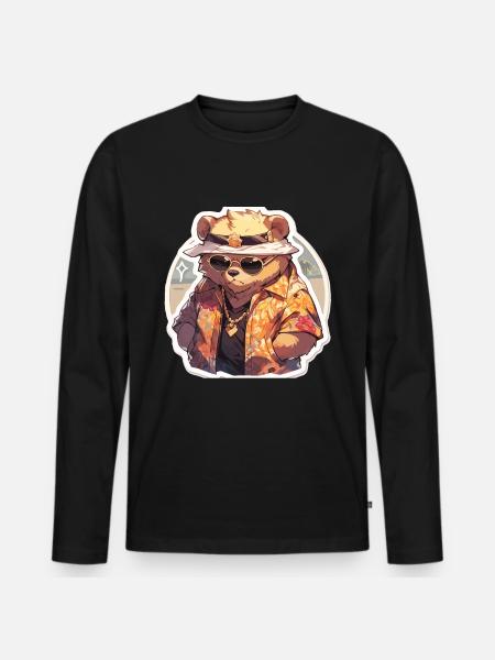 Bjørn Bjørne Fedt Bjørn Bjørne Far - Premium økologisk langærmet T-shirt til mænd - sort