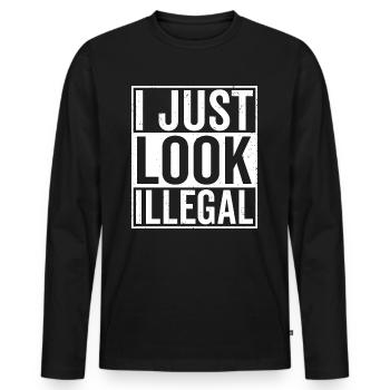 I watch illegal pro immigration - Men's Premium Organic Long Sleeve Shirt - black - Front - Nico (187cm)