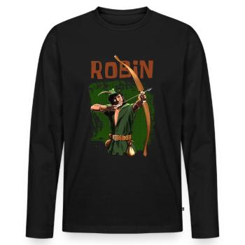 Robin des Bois - Bow and Arrow - Cadeau - T-shirt manches longues Premium bio Homme - noir - Devant - Nico (187cm)