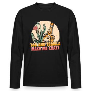 Tequila Alcohol Mexican Mexico Latino - Men's Premium Organic Long Sleeve Shirt - black - Front - Nico (187cm)