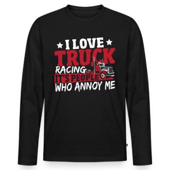 J’adore les courses de camions Ce sont les gens qui - T-shirt manches longues Premium bio Homme - noir - Devant - Nico (187cm)