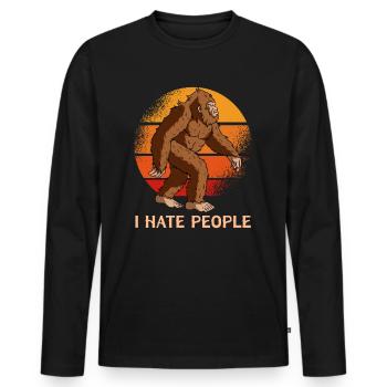 Je déteste les gens Bigfoot - T-shirt manches longues Premium bio Homme - noir - Devant - Nico (187cm)