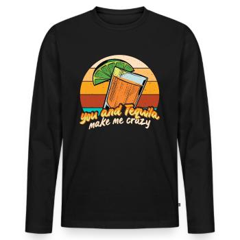 Tequila Alcohol Mexican Mexico Latino - Men's Premium Organic Long Sleeve Shirt - black - Front - Nico (187cm)