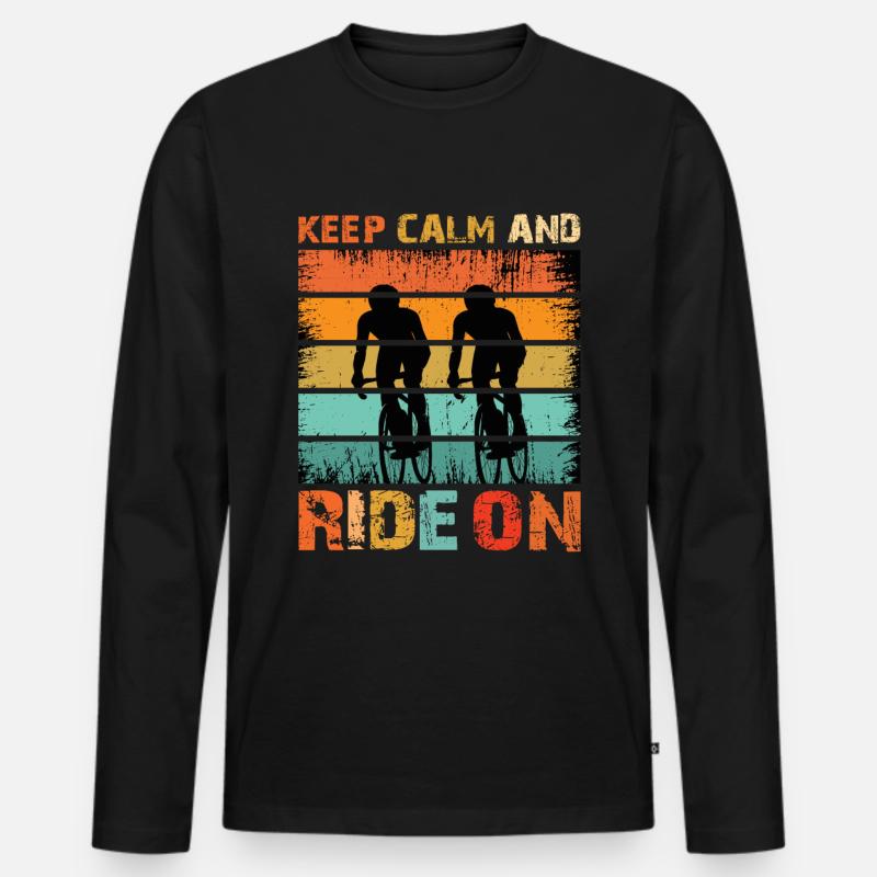 Keep Calm And Ride On - Männer Premium Bio Langarmshirt - Schwarz