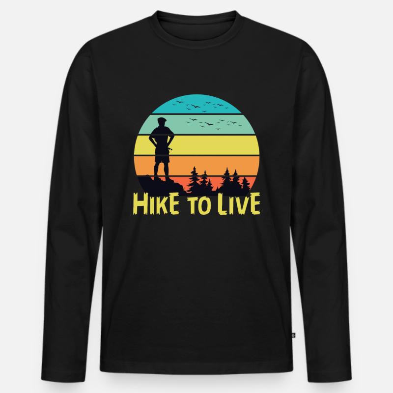 Hike To Live - Männer Premium Bio Langarmshirt - Schwarz