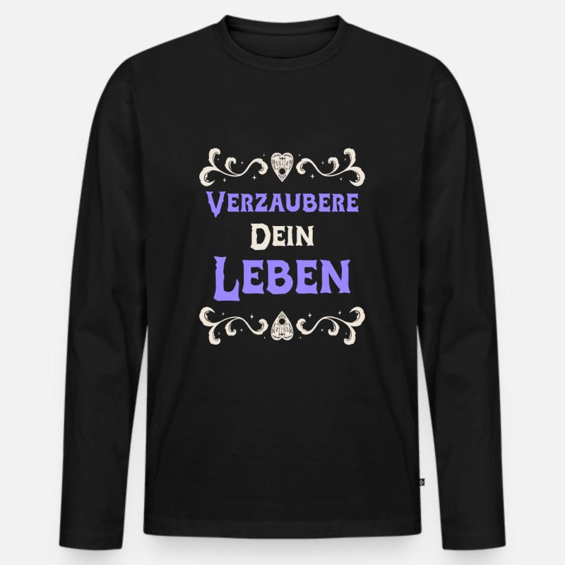 Verzaubere Dein Leben Hexendesign - Männer Premium Bio Langarmshirt - Schwarz