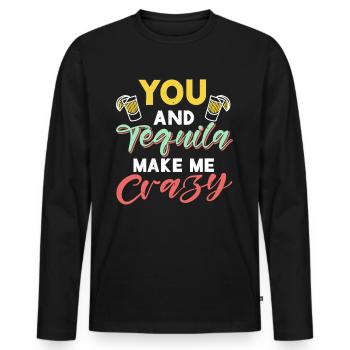 Tequila Alcohol Mexican Mexico Latino - Men's Premium Organic Long Sleeve Shirt - black - Front - Nico (187cm)