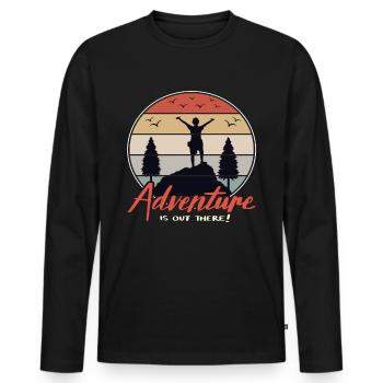 Hiking Retro Hiking Hiking Hiking Mountains Hikers - Men's Premium Organic Long Sleeve Shirt - black - Front - Nico (187cm)