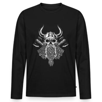 Wikinger Krieger Axt Design Walhalla Germanen - Männer Premium Bio Langarmshirt - Schwarz - Vorne - Nico (187cm)