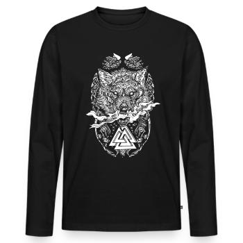 Fenrir Viking Runes Design Fenris Wolf Teutons - T-shirt manches longues Premium bio Homme - noir - Devant - Nico (187cm)