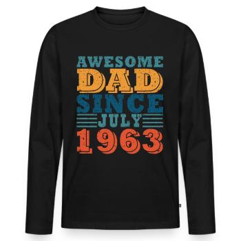Père Juillet 1963 Vintage Anniversaire Papa Disant - T-shirt manches longues Premium bio Homme - noir - Devant - Nico (187cm)