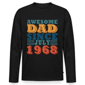 Père Juillet 1968 Vintage Anniversaire Papa Disant 55 - T-shirt manches longues Premium bio Homme - noir - Devant - Nico (187cm)