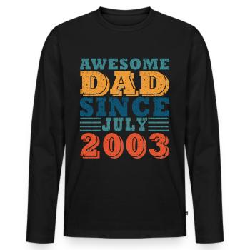 Père Juillet 2003 Vintage Anniversaire Papa Disant 20 - T-shirt manches longues Premium bio Homme - noir - Devant - Nico (187cm)